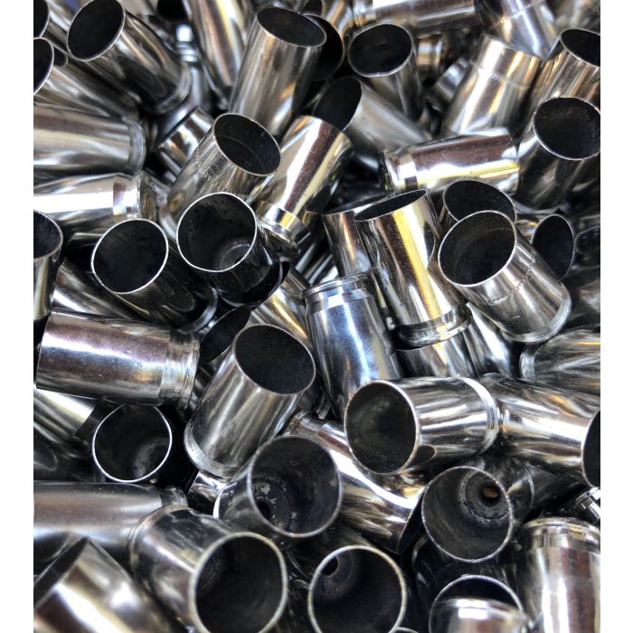 once fired 9mm nickel plated brass for reloading in stock free