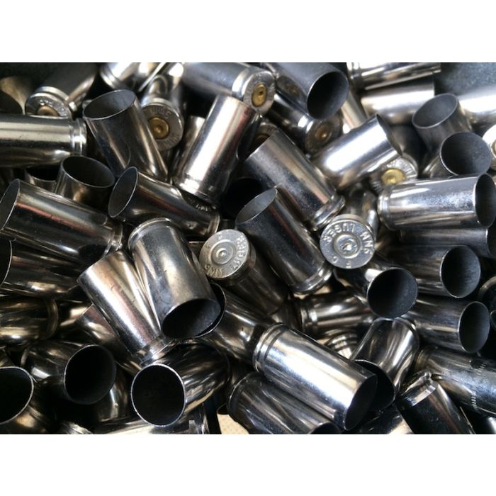 once fired 9mm nickel plated brass for reloading in stock free shipping
