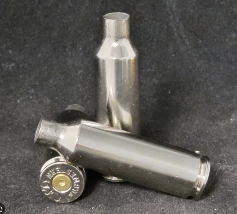 Once fired 6.8 Western nickel plated bulk brass for reloading your own long range hunting and target ammo in stock with free shipping!