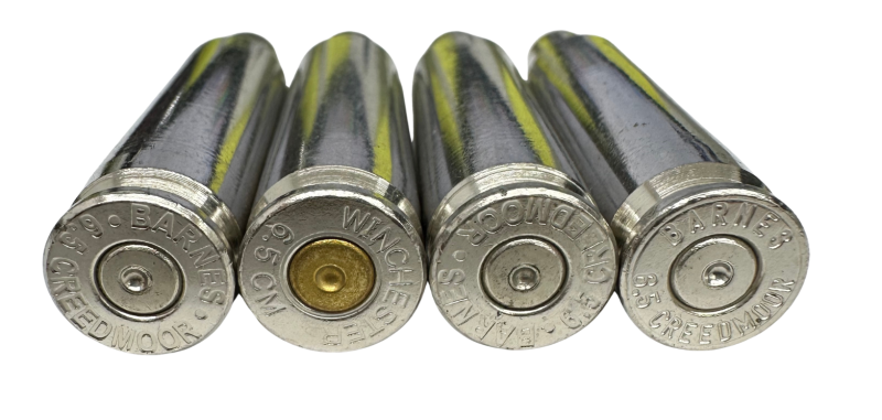 Once fired bulk 6.5 Creedmoor nickel plated large primer pocket brass for reloading accurate long range hunting and target ammo in stock with free shipping
