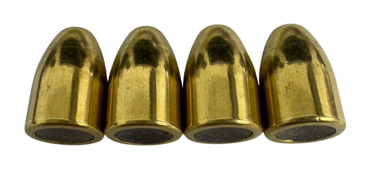 Four 9mm full metal jacket round nose bullets