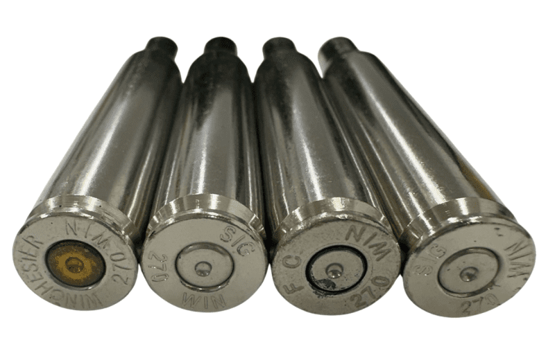 once fired 270 winchester nickel plated brass for reloading in stock free shipping