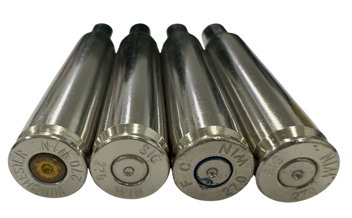 once fired 270 winchester nickel plated brass for reloading in stock free shipping