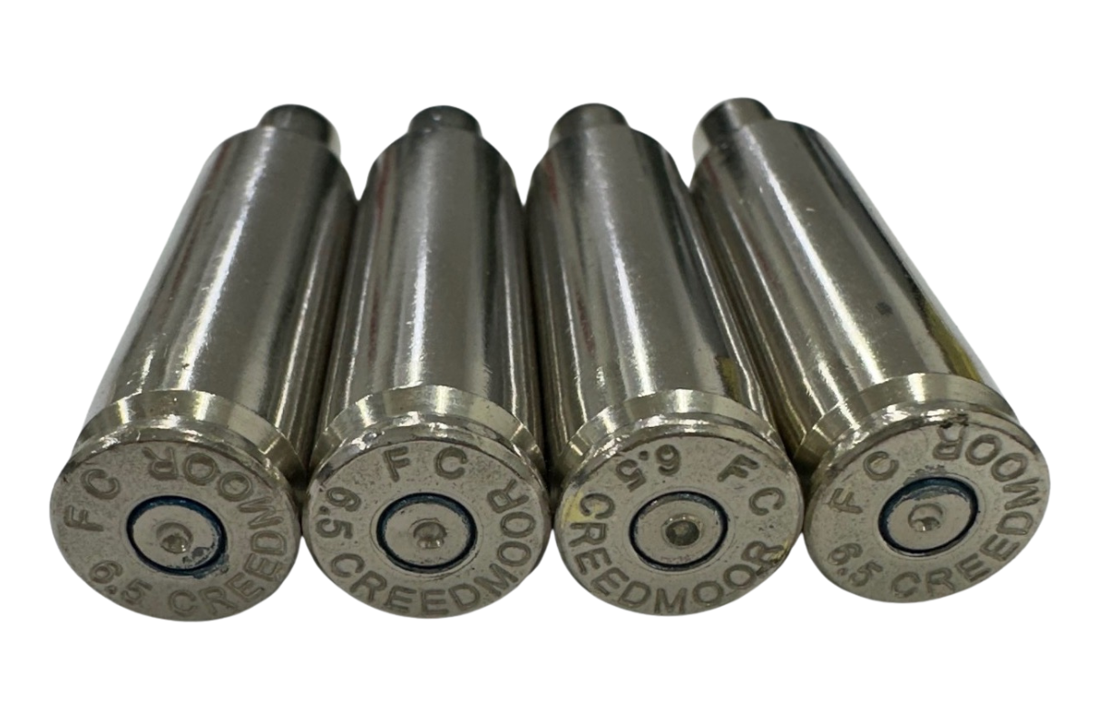once fired 6.5 creedmoor small primer pocket nickel plated brass for reloading in stock free shipping