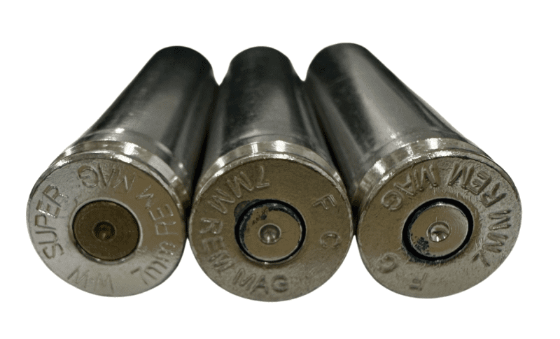 once fired nickel 7mm rem mag brass for reloading in stock free shipping