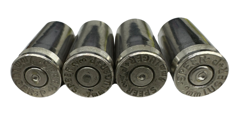 9MM All Speer Stamp Nickel Plated Fired Brass(500 count) FREE TUMBLE CLEANING!