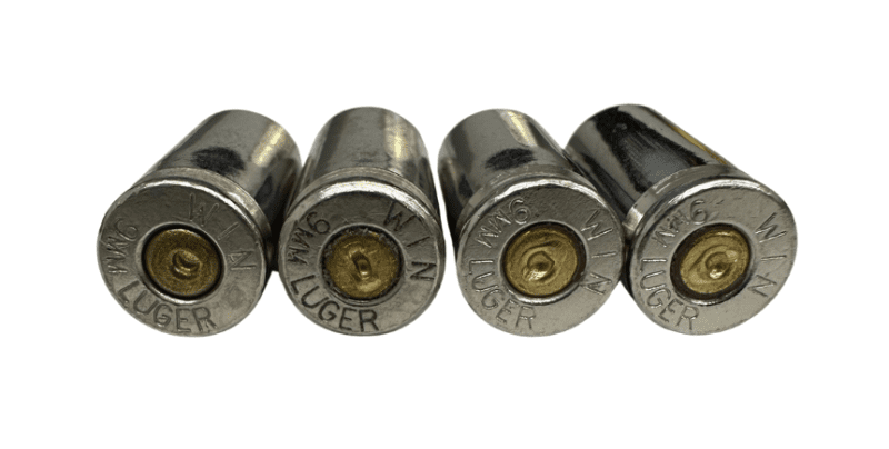 9MM All Winchester Stamp Nickel Plated Fired Brass(500 count) FREE TUMBLE CLEANING!