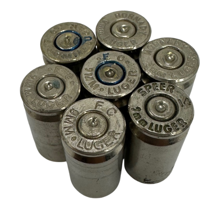 9MM Nickel Plated Law Enforcement Brass(500 pcs)