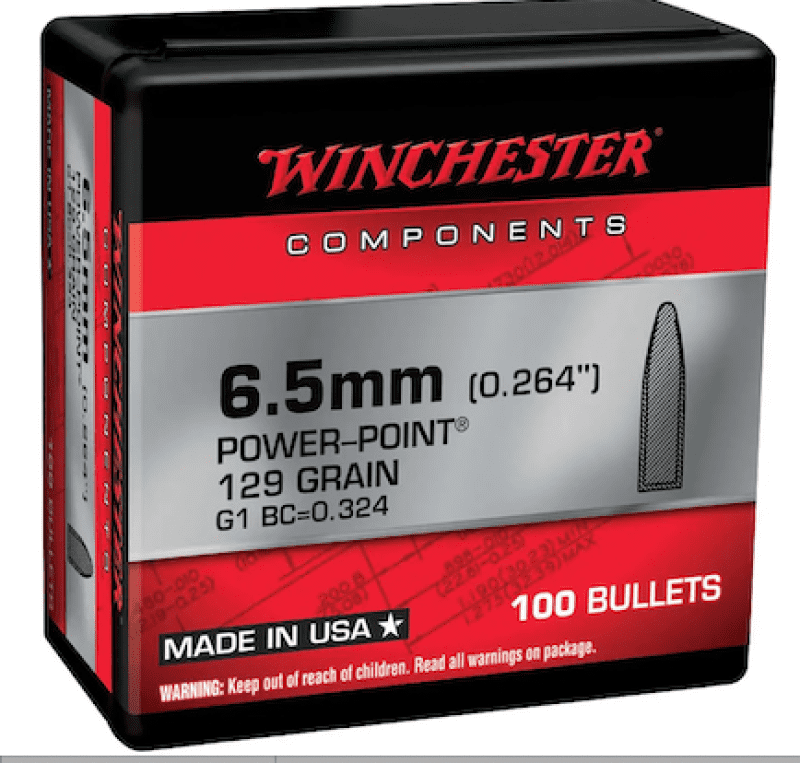 Winchester 6.5 Caliber .264 129 Grain Power Point WB65PP129X(100 ct.)